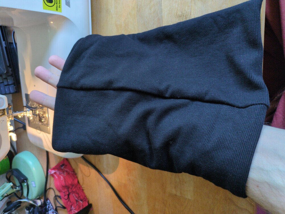 after turning it inside out, it suddenly stretches in the other direction