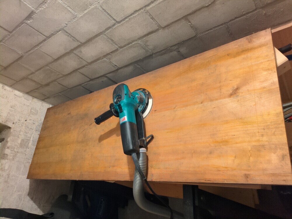 sanding some wooden boards